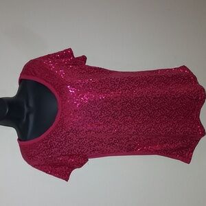 Sparkling Red Sequins Design Top Size Medium